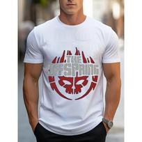 European sizes The Offspring Graphic T-shirt | Dark Blue Crew Neck with Bold White Text & Red Flame-Like Skull Motif, Stylish Casual Tee for Men S balta
