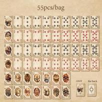 55Pcs/pack Retro Theme Playing Cards for DIY Handbook Entertainment Poker