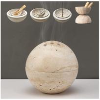 Palo Santo Natural Marble and with White Sage and Fragrant Incense Purifying Home Trinket Luxury Earth Saucer, Travertine, Wood, Purifying, smėlis