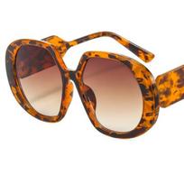 Fashion Sun Glasses Candy Color Anti-UV Spectacles Oversize Frame Eyeglasses Women Round Google Retro Sunglasses as picture leopardas