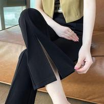 Women's High Waist Split Flare Pants - 2026 Korean Style, Versatile Slimming Bodycon, Elastic Straight Leg for Spring/Summer. 4XL (for 73-80 kg)
