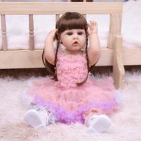 KEIUMI Cute Reborn Baby Girl 55 cm Full Silicone Vinyl Bathe kids playmates Newborn Girls Toy Christmas Birthday Gift 22 inch