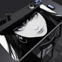 Dark Girl Anime Mouse Pad Gaming Accessories Laptop Mousepad Gamer Keyboard Extended Nonslip Mouse Mat Black And White Desk Pad 800X300x2mm