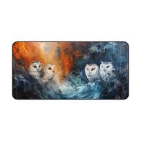 Colorful Owl Art Desk Mat Nonslip and Waterproof Mouse Pad Office and Gaming Desk Decoration Mat Perfect Gift for Friends 400X800X2mm