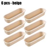 6 Pack Silicone Loaf Pan, Non-Stick Silicone Bread Cake Baking Molds, 16.3cm x 60cm x 30cm, Easy Release smėlis
