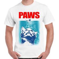 Paws Jaws Parody Cats Kittens Funny Gift Cool Vintage Retro T Shirt 277 L