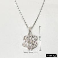 Hip Hop Iced Out Bling Dollar Sign Pendant Gold Color Stainless Steel Rapper Money Necklace For Men Women Hippie Jewelry Gift 50cm