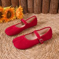 Japoniško stiliaus Tabi Ninja batai Moteriški Retro Suede Plokščiapadžiai Skelta Kanopos Piršto Valtis Batai Femme Mary Jeans Mocasins Baleto Batai 35 raudona