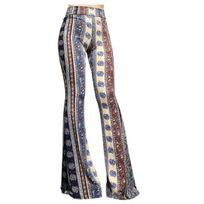 Women's High Waist Flare Pants Boho Print Casual Yoga Bell Bottom Trousers S geltona