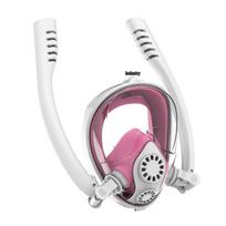 Full Dry Diving Mask with Anti-Choking Double Tube & Wide HD Anti-Fog Goggles Small/Medium Adult rožinė/balta