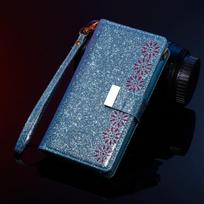 Laser Glitter Wallte Flip odinis dėklas, skirtas iPhone 14 Pro Max 13 Pro Max 12 Pro Max 11 Pro Max Se 2022 X Xr Xs Max 8 7 6 6s Plus iPhone 6 Plus rožinio aukso spalvos