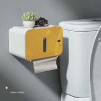 Indukcinio tualetinio popieriaus laikiklio lentyna Automatinis popieriaus išvedimas Wc popieriaus stovas Sieninis tualetinio popieriaus dozatorius Vonios kambario priedai geltona