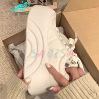 Zhao Lusi Style 6cm Height-Boost White Leather Sneakers - Women's Spring Fashion Casual Shoes 35 Standard Size