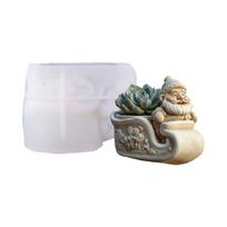 Santa Claus Silicone Planter Mould for Resin Art Projects Holiday Gifts Succulent Pots and Candle Mould 1 white
