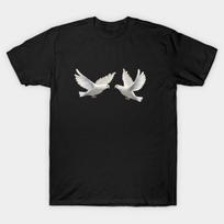 Men Black Print T-shirt Doves No-Cut Transfer Paper Print Cotton Tshirt XL juoda