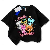 Children Sprunki T Shirt Kids Incredibox T-shirts Toddler Boys Girls Short Sleeve Tops Boys Summer Clothes Children's Clothing 160 black