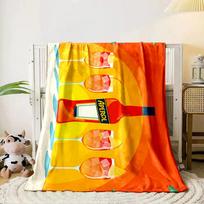 Aperol bottle with four spritz cocktails arranged symmetrically. for all seasons blanket lunch break throw gift 80cm x 120cm
