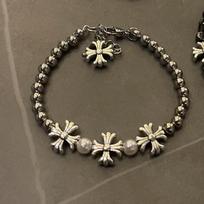 High-End Retro Versatile Niche Hip-Hop Jewelry Broken Silver Cross Flower Patchwork Bracelet for Men Fashion Charm Bracelets Alloy