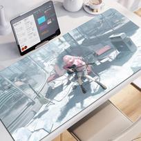 Stitched Edges Gaming Mouse PadAdorable PinkHaired Anime Girl with Guitar  Stickers Art Print Nonslip Desk Mat for PC Gamer 300x800x2mm