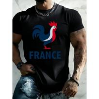 European Size FRANCE Gallus Rooster,Heavyweight Short Sleeve T-Shirt,Casual Style Top for Daily Wear S juoda