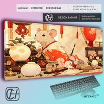 HYBXAXC Kawaii Anime Mouse Large Gaming Desk Mat Nonslip Sewn Edge Japanese Style Playmat 400x800x2mm