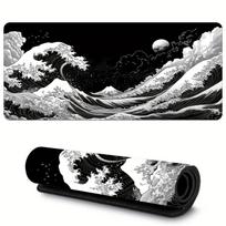 Japanese Black Kanagawa Waves Mouse Pad Large Rubber Antislip Desk Accessories Mousepad for Office and Gamer Keyboard Decor Mat 800x400x2mm