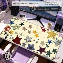 HYBXAXC Cute Vibrant Stars Aesthetic Collage Desk MatRubber Mouse Pad Water Repellent Table Cover Desk Pad for Writing 800x400x2mm