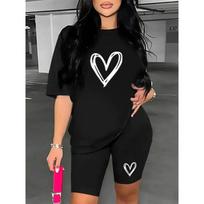 Conjunto De Dos Piezas Con Estampado Estampado, Camiseta De S įvairiaspalvis