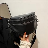 Soft Black Leather Large Capacity Crossbody Bag, with Double Zippers Adjustable Wide Strap, Casual Daily Women Shoulder Purse gray