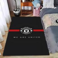 Manchester United Logo Black Carpet with Red Stripe Sports Design  Suitable for use as an anti-slip for living room bedroom sofas 40x60cm( 15x23in )