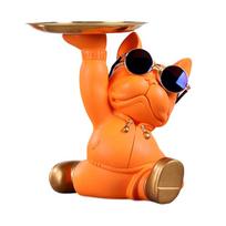 Versatile Bulldog Organizer Tray Resin Crafts Decorative Magnate Pitbull Statue for Living Room Hallway Home Decoration oranžinė