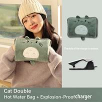 Winter Hot Water Bag Cute Hand Warmer For Women Stomach Warmer For Babies Rechargeable Hot Water Bag Hand Warmer Cover Cloth žalia