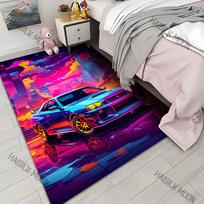 1PC Neon city car art Carpet for Living Room Bedroom Sofa Home Decor Rus Non-slip Floor Mat Luxury Gift 40x60cm