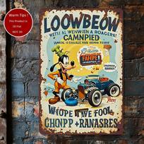 Goofy Vintage Metal Tin Sign 30.48x20.32 cm - Lowbrow Retro Art with Weathered Enamel & Rust Spots, Humorous Camping Disasters, 20x30cm（7.8x11.8inch） gray
