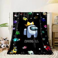 Colorful crewmates from Among Us scattered with stars on a black background. for all seasons blanket lunch break throw gift 80cm x 120cm