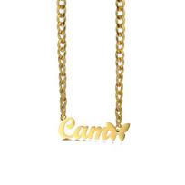 Christmas Custom Name Ladies Jewelry Pendant 24k Gold Stainless Steel Chain Necklace Charm Women 50+5cm&Please provide the name you need auksinė