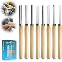 8 Pcs Wood Lathe Tools, Wood Chisel Sets, Suitable For Wood Working Tools, Which is Used for Lathe, is Suitable for Beginners and Professionals (8) sidabras