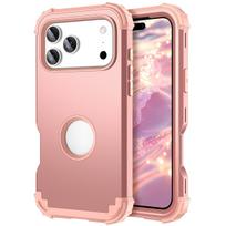 Tvirtas hibridinis šarvuotas apsauginis dėklas telefonui iPhone 17 16 15 14 13 Pro Max Plus Air 16E 360 laipsnių smūgiams atsparus apsauginis dangtelis iPhone17 Pro Max rožinio aukso spalvos