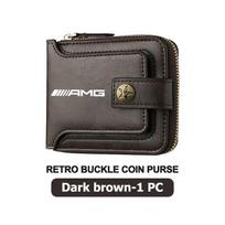 TLZS3 Retro PU Odos Automobilio Sagtis Trumpa Piniginė Kortelių Dėklas Mercedes Benz AMG C180 C300 W124 W176 W177 C200 C260 GLC CLE gray