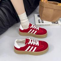 Dexun heightening red new retro thick baseplate shoes casual shoes plate shoes thick sole heightening shoes 35 raudona
