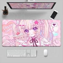 Cute Anime Girl Mouse Pad Pink Mousepad Big Kawaii Mouse Mat Computer Large Play Rubber Rug Girls Desk Mat Girls Beautiful x 300x800x2MM