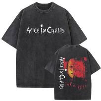 Skalbtas Vintažinis Roko Grupės Alice In Chains Albumo Viršelio Grafinis Spaudinys Marškinėliai Vyriški Moteriški Gotikiniai Punk Oversized Marškinėliai S įvairiaspalvis