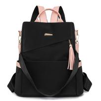 Minimalist School Backpack Blue Tassel Multi-compartment Large Capacity Convertible Crossbody Bags for Ladies Daily Commute