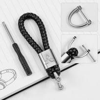 djsc4 Car Styling 3D Metal+Leather Braided Woven Rope Keychain For Mitsubishi Asx Lancer Outlander Pajero Ralliart Accessories