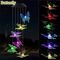LED saulės vėjo varpelio krištolinis rutulys, kolibrio vėjo varpelio šviesos spalvos, vandeniui atsparus kabantis saulės šviestuvas namų sodui Butterfly