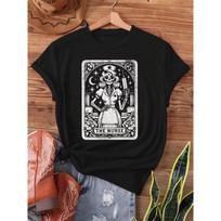 Directed Y-Skeleton Injecting Nurse, Nurse Skeleton Card, Print T-Shirt, Short Sleeve Crew Neck Casual Top for Summer & Spring, Women'S Clothing S juoda