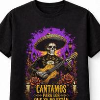 Dia de los Muertos Mariachi Skeleton Guitar Graphic Unisex TShirt S