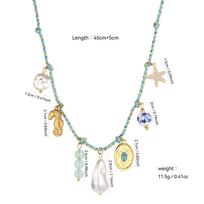 INS Style Colored Handwoven Rope Pendant Necklace - Stainless Steel, European & American Design