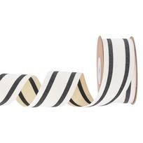 10Yards 1 inch Stripe Fabric Ribbon Stripe Burlap Ribbon Cotton Stripes Ribbon  for Wedding beige