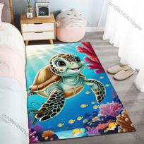 1PC Turtle and Coral Reef Carpet for Living Room Bedroom Sofa Home Decor Rus Non-slip Floor Mat Luxury Gift Multiple Sizes 40x60cm